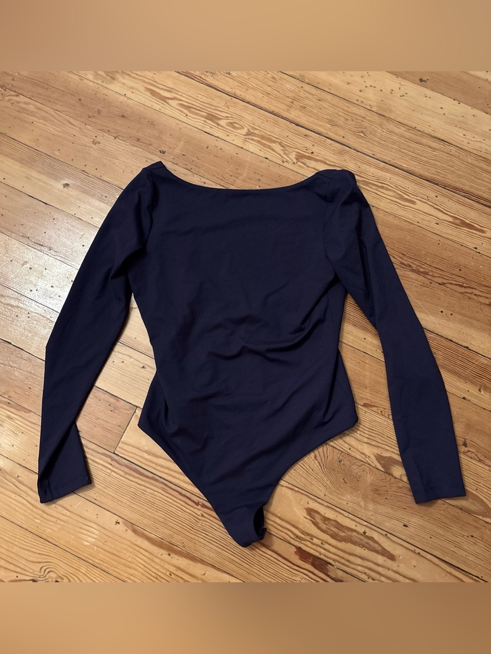 New Susana Monaco Long Sleeve Boatneck Bodysuit Large Eggplant Purple